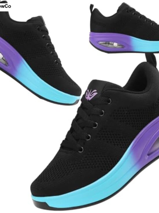 Shoes - Women's Air Cushion Slip Resistant Walking Sneakers Sock Fit Comfortable